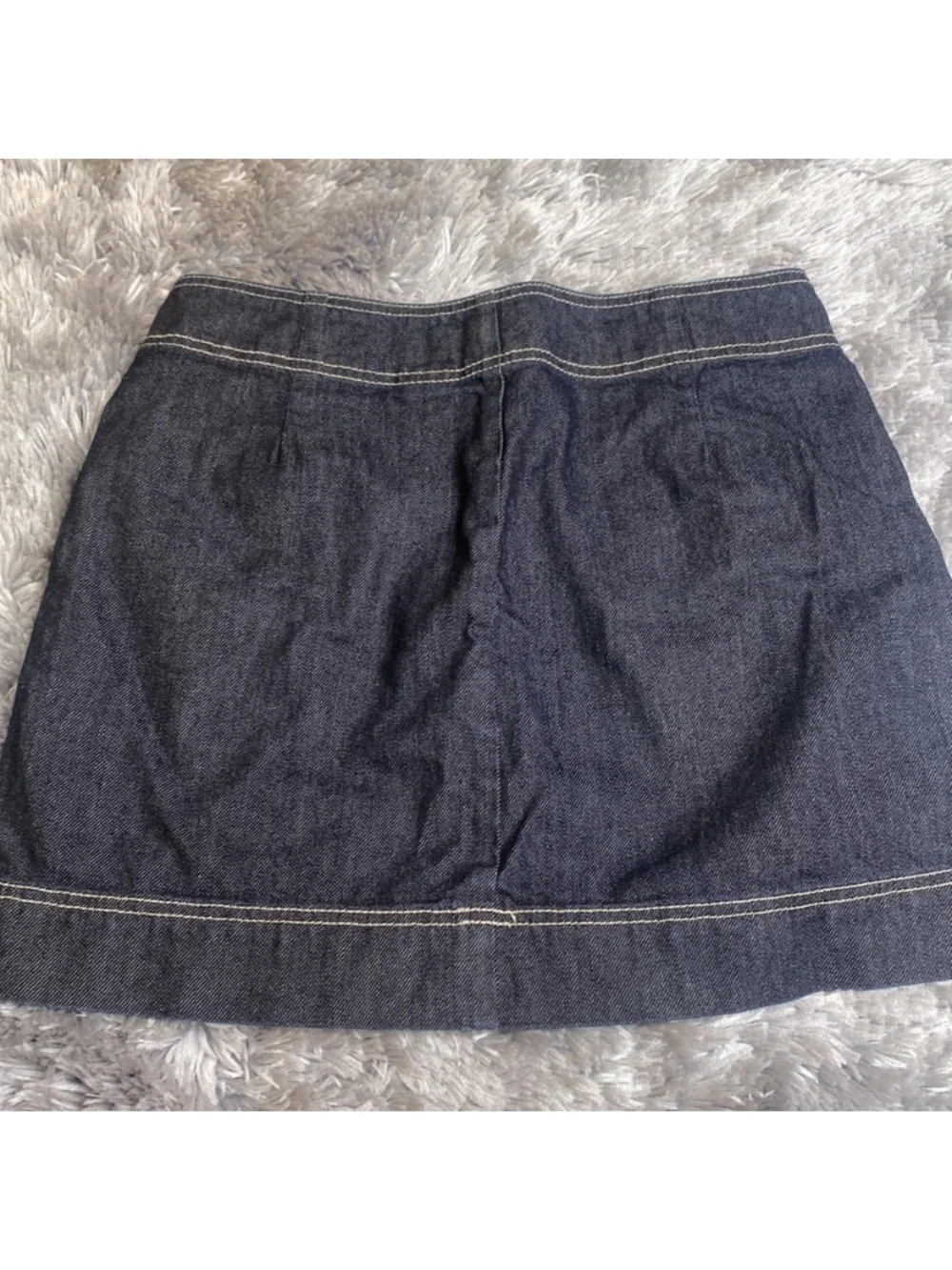 Undisclosed Brand Dark Blue Denim Mini Skirt with Button Accent